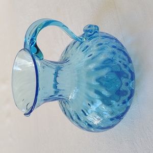 Vintage Small Blue Glass Pitcher
